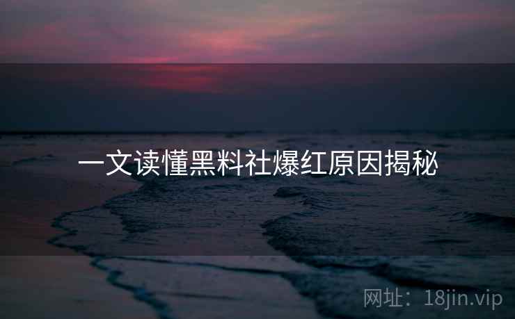 一文读懂黑料社爆红原因揭秘